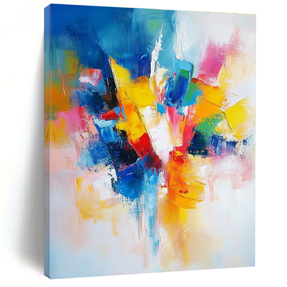 Vivid Color Block Abstract Painting with Bold Combinations WINK576