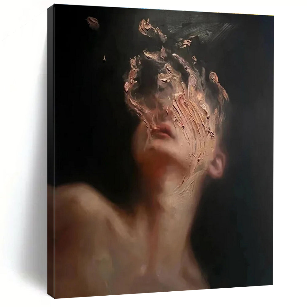 Abstract Portrait with Textured Face Painting for Contemporary Art Spaces HENG315