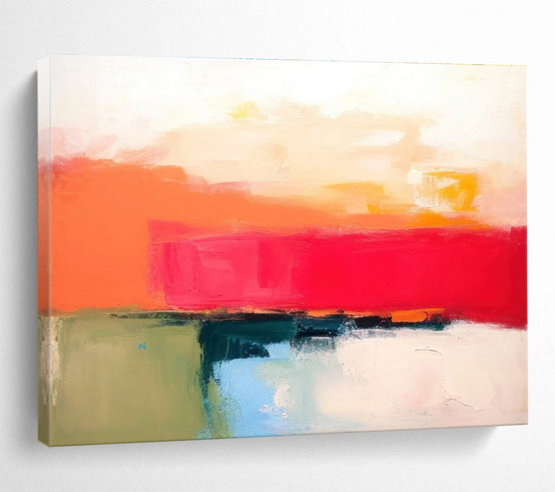 Bold Color Block Abstract Painting for Energetic Interiors YHT055