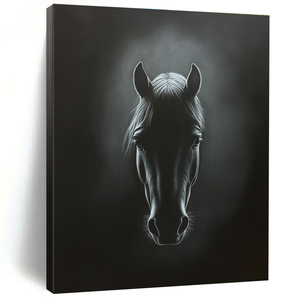 Dark Horse Portrait Abstract Painting of Mysterious Grace GAB0212