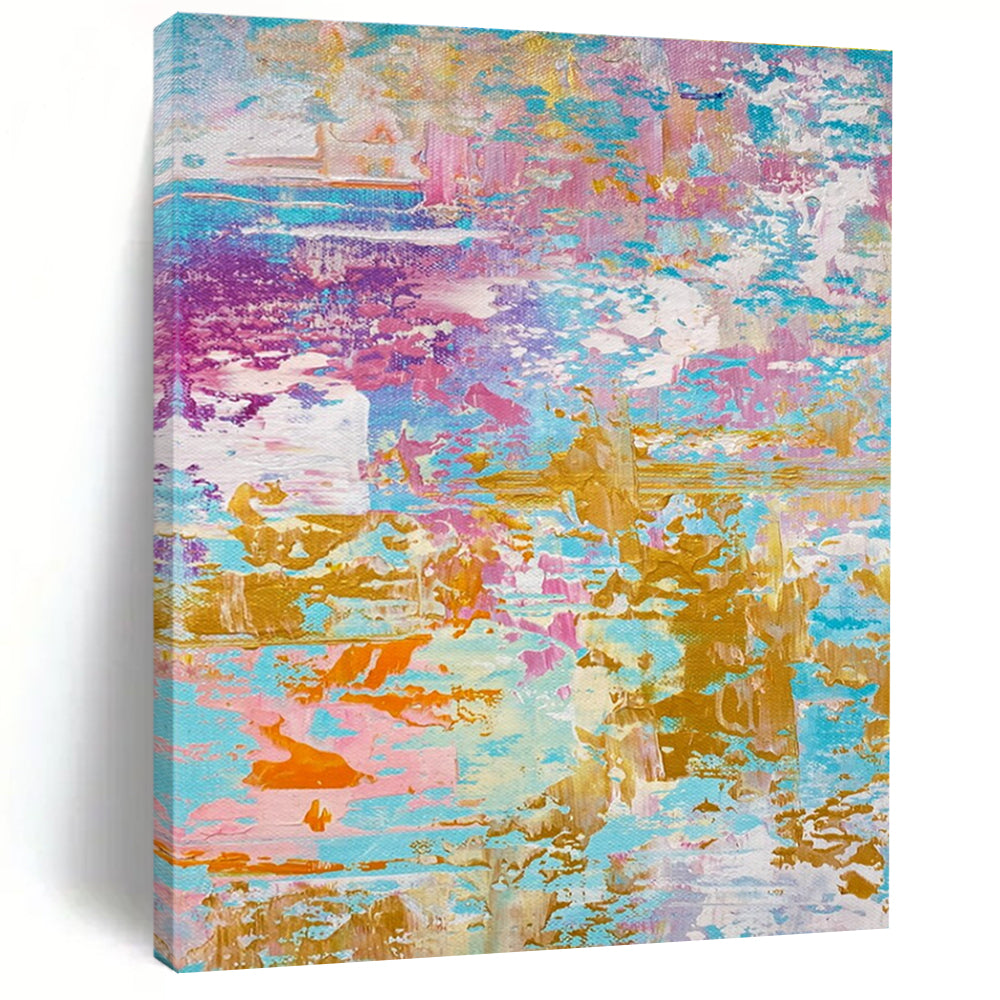 Pastel and Gold Abstract Painting for Chic Bridal Suites HENG464