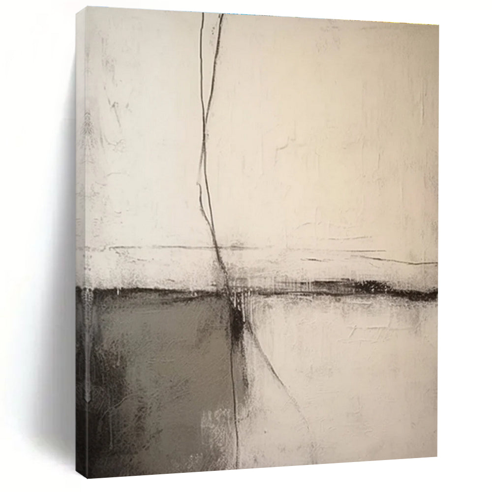 Beige Layered Minimalist Abstract Painting for Calm Interiors HENG370