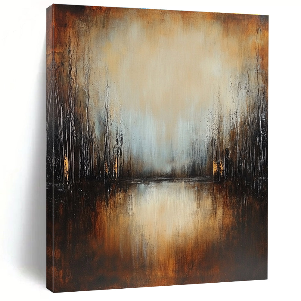 Forest Lake at Dusk - Mystical Landscape Abstract Painting GAB0581