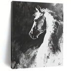 Black and White Horse Abstract Painting for Equestrian Lovers GAB0705