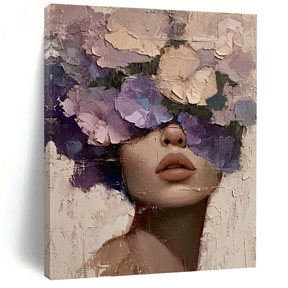 Woman with Purple Floral Veil Painting for Romantic Interiors HENG329