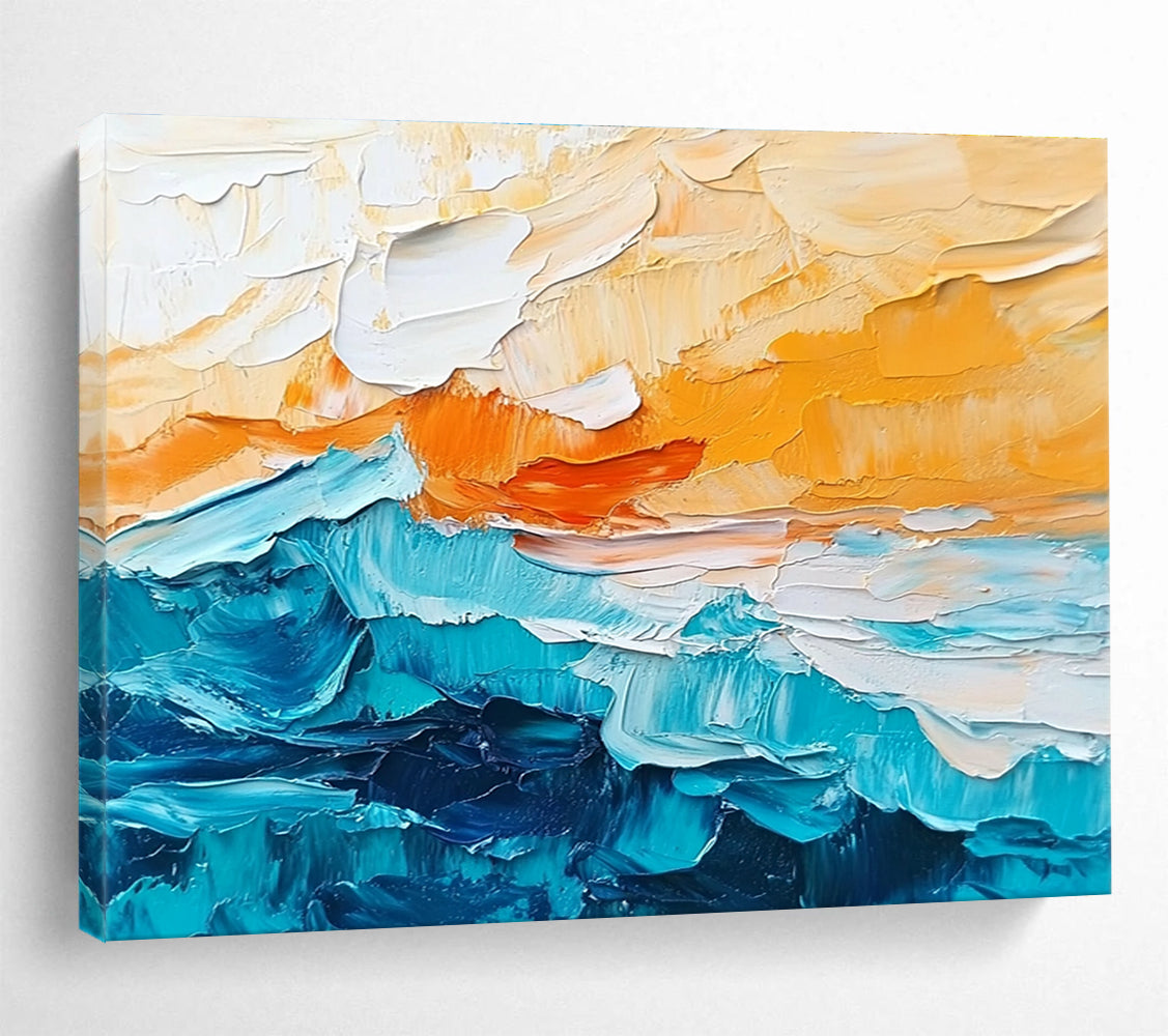 Sea and Sky Textured Abstract Painting with Bold Brushstrokes ABS291