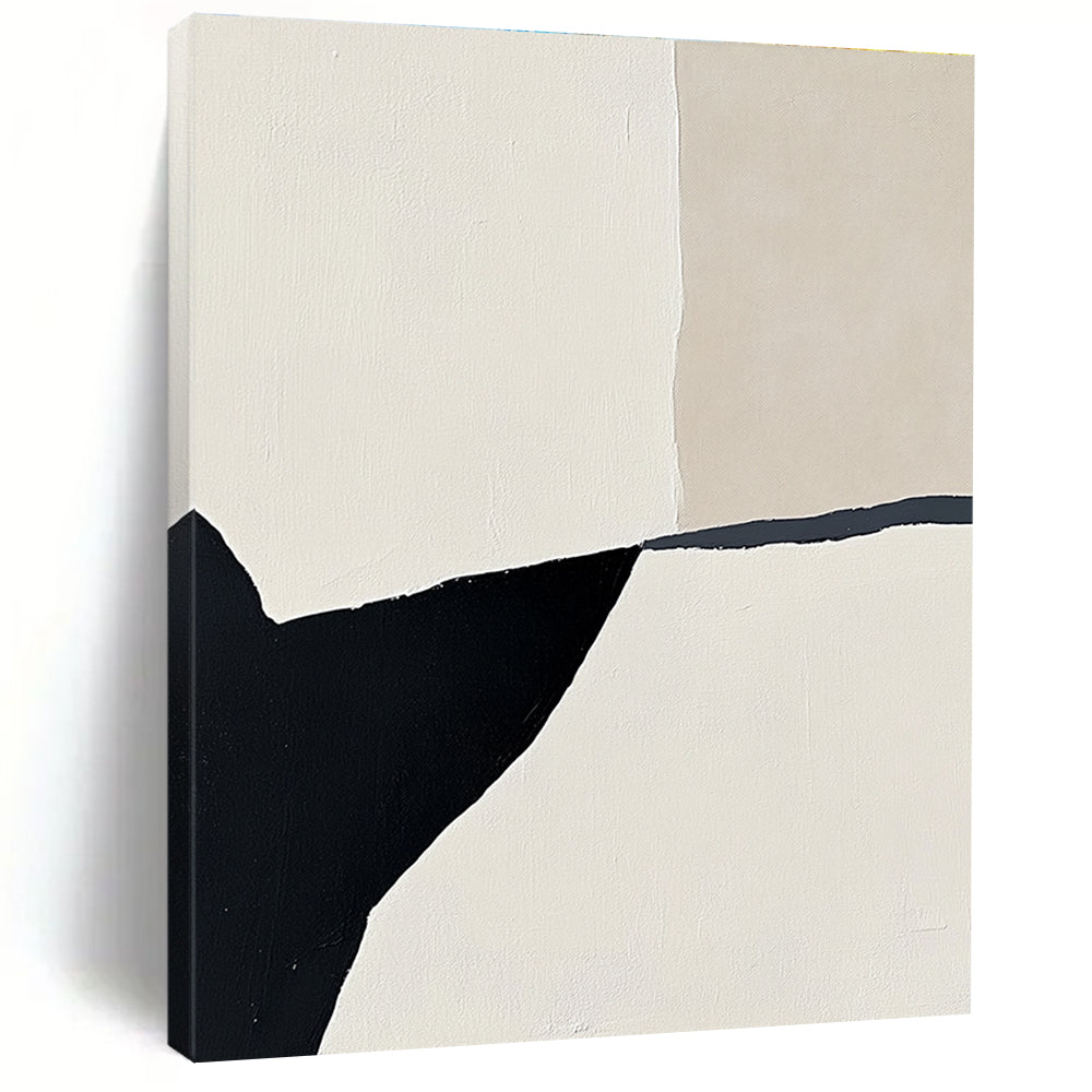 Geometric Black and White Shapes Abstract Painting with Minimalist Precision WINK160