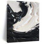 Black - White Swirl Textured Abstract Painting for Contemporary Bedrooms HENG385