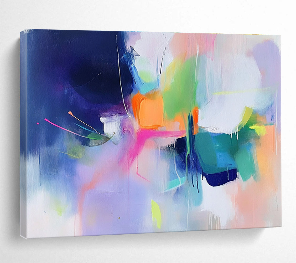 Purple - Centric Colorful Abstract Painting with Vibrant, Harmonious Drips ABS470