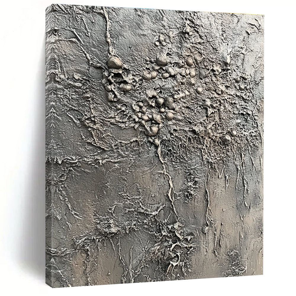 Gray Textured Organic Growth Painting with Natural Intrigue WINK068