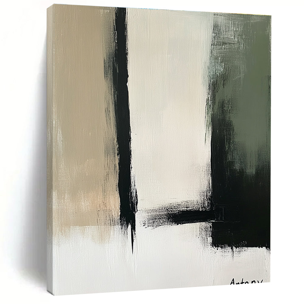 Black and Neutral Abstract Painting for Industrial - Style Art Galleries GAB1188