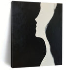 Profile Silhouette Minimalist Abstract Painting in Black and White GAB0026