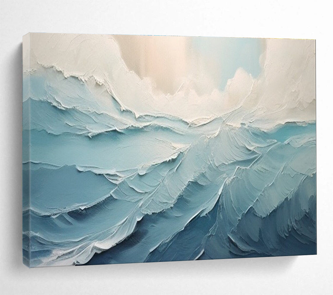 Blue Wave Abstract Painting for Nautical - Themed Bathrooms YHT227