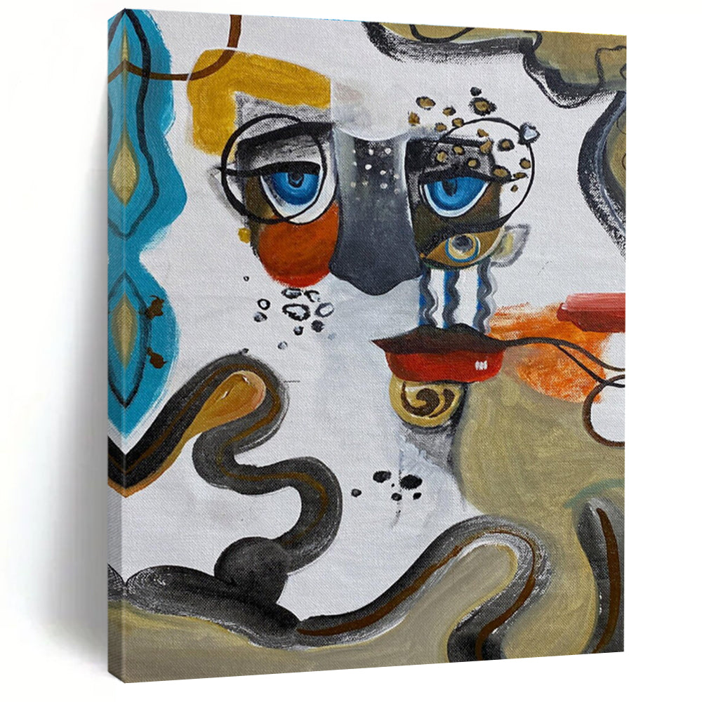 Abstract Face Composition Painting for Eclectic Home Studies HENG466