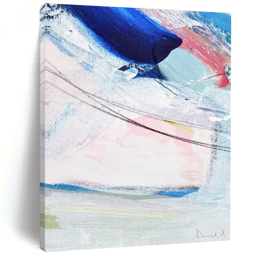 Blue - Pink Abstract with Lines Painting for Modern Living Rooms HENG150