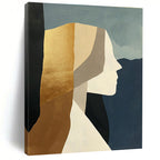 Gold - Accented Abstract Portrait Painting for Luxury Boutique Hotels GAB1155