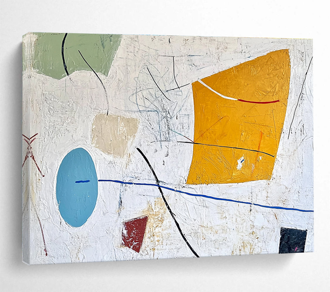White - Based Colorful Abstract Painting with Random, Artistic Chaos ABS456