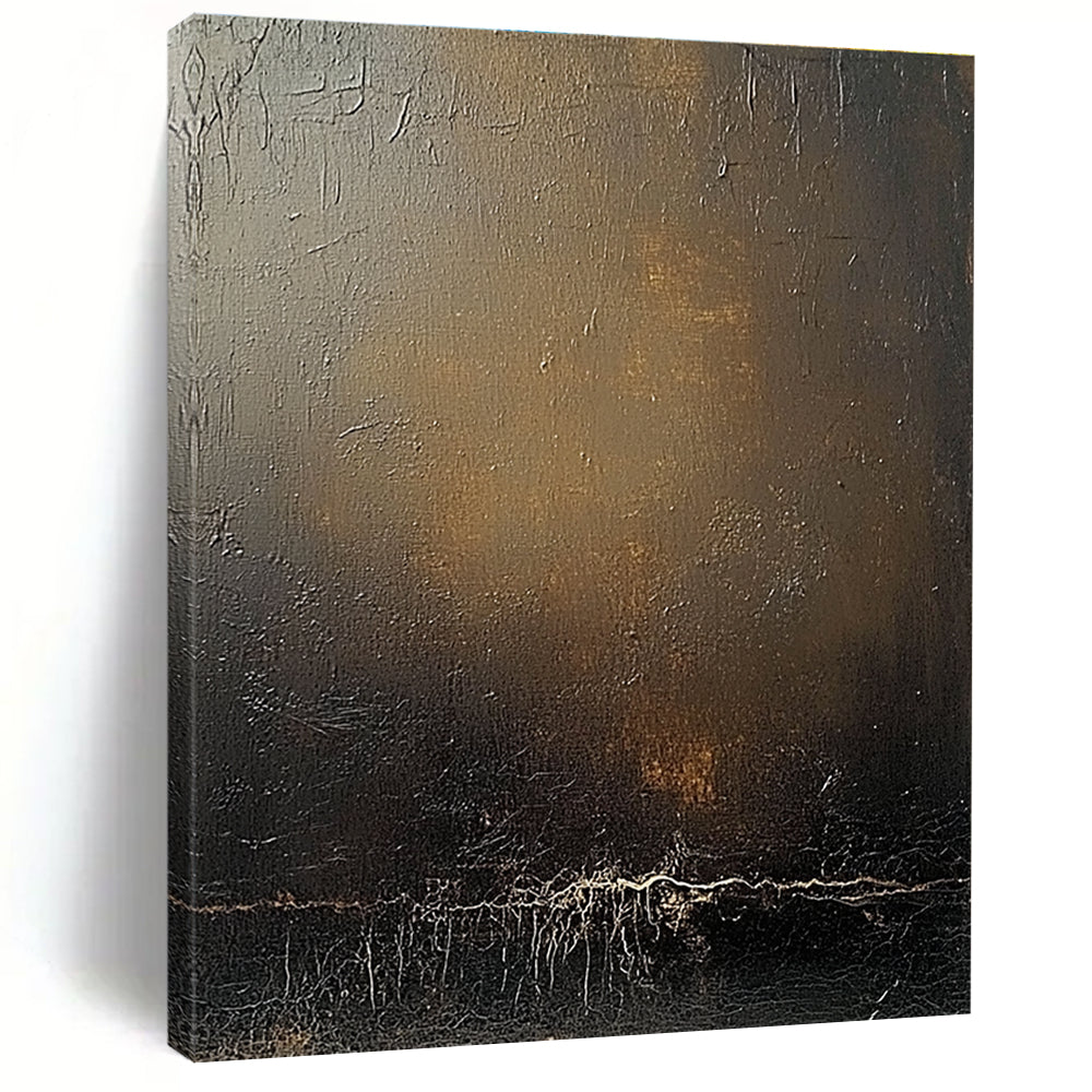 Dark Textured Canvas Mysterious Abstract Painting for Dramatic Spaces GAB1474