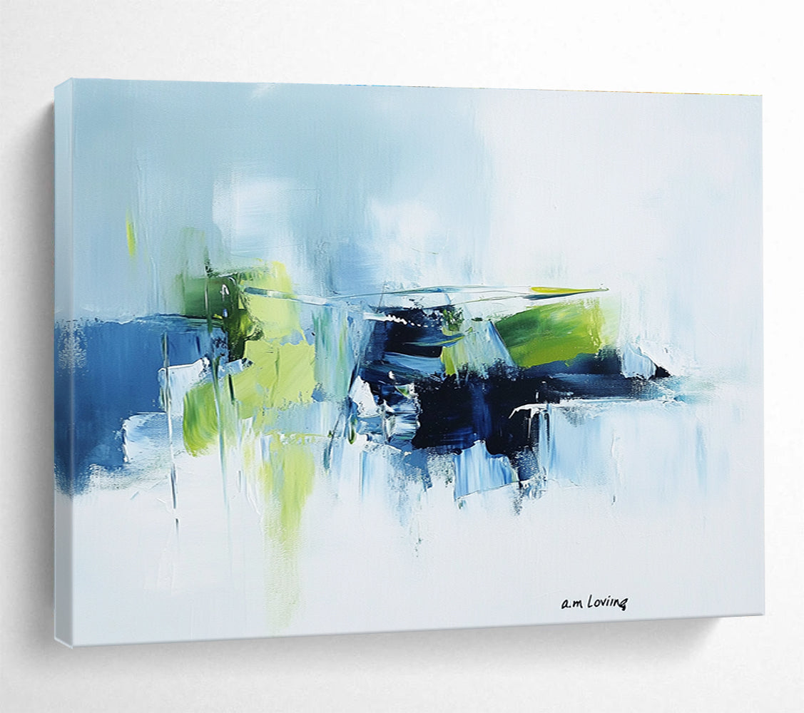 Blue and Green Abstract Landscape with Bold Brushstrokes Abstract Painting ABS373