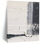 White and Black Textured Striped Art Abstract Painting for Monochrome - Themed Dining Rooms HENG366
