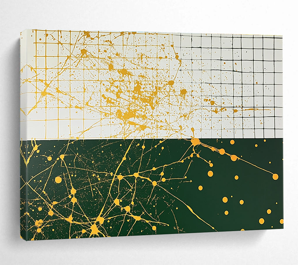 Yellow Splatter on Grid  Energetic Abstraction ABS062
