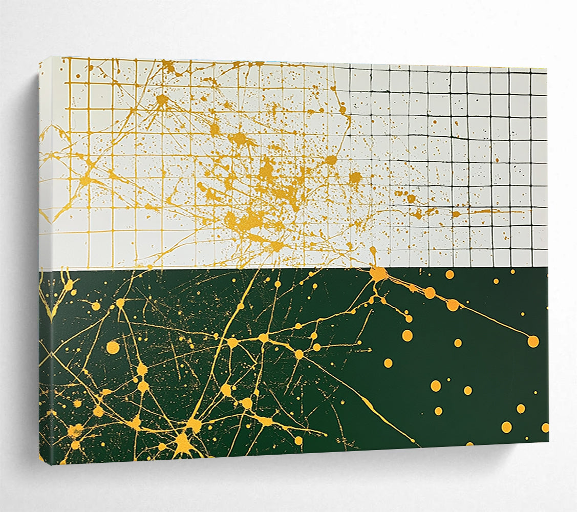 Yellow Splatter on Grid  Energetic Abstraction ABS062