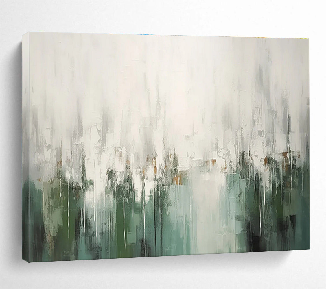 Light Green and Gray Abstract Drips Painting for Nature - Inspired Workspaces YHT324