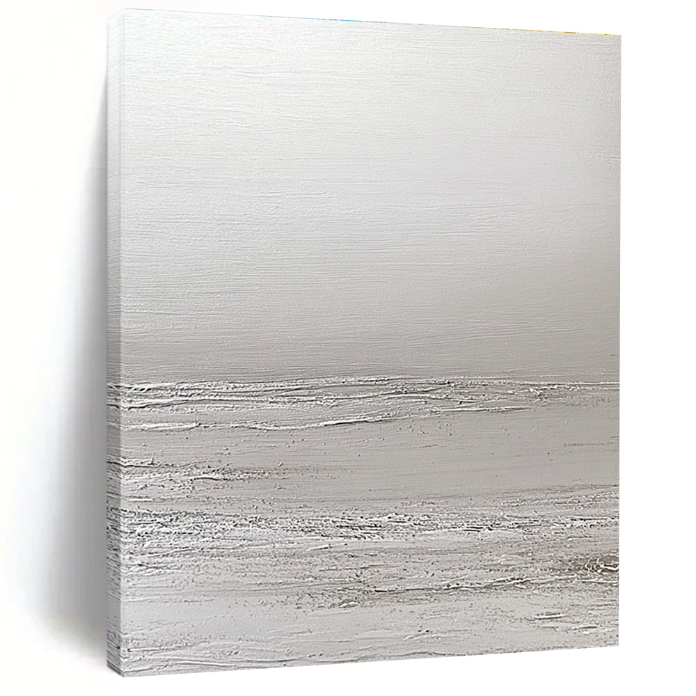 White Textured Minimalism Abstract Painting of Subtle Depth GAB0167