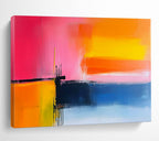 Pink, Orange and Blue Abstract Sunset Painting with Vibrant Hues ABS409
