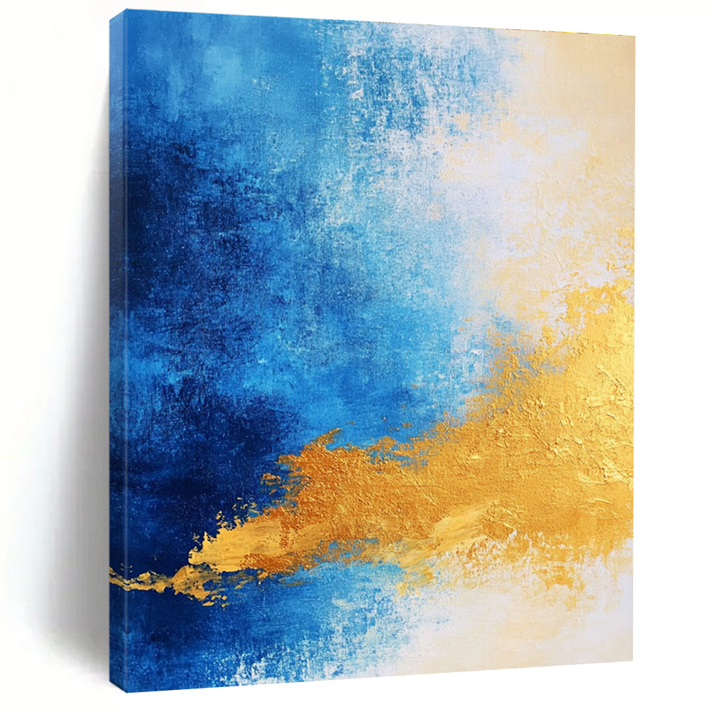 Blue - Gold Abstract Gradient Painting with Subtle Radiance WINK376