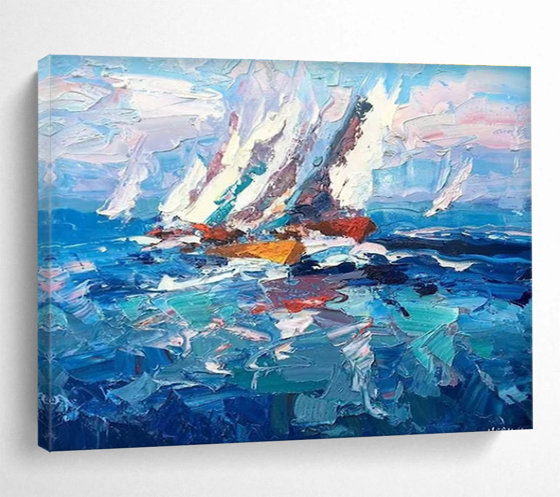 Sailing Boat Abstract Painting for Nautical - Inspired Living Rooms YHT472