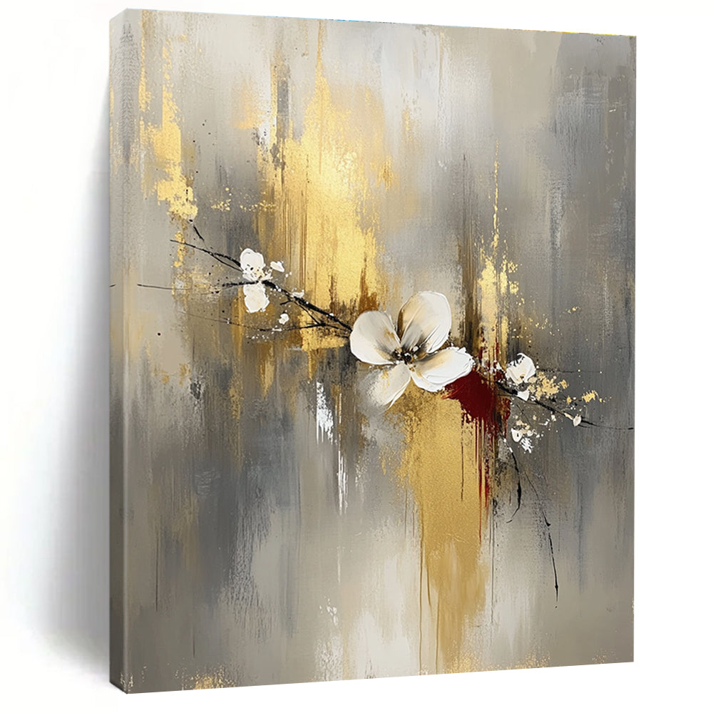 Gold and Flower - Themed Abstract Painting for Luxury - Style Salons GAB0907
