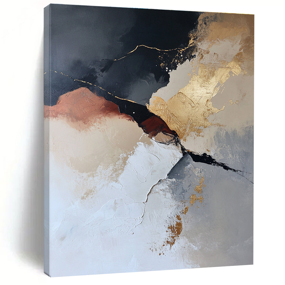 Black Gold Beige Abstract Painting with Timeless Allure WINK466