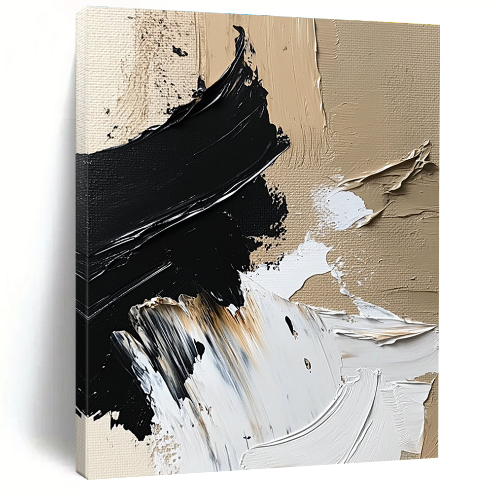 Beige - Black Abstract Details Painting with Subtle Intricacy WINK364