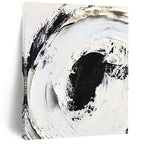 Black White Textured Abstract Painting with Minimalist Depth WINK507