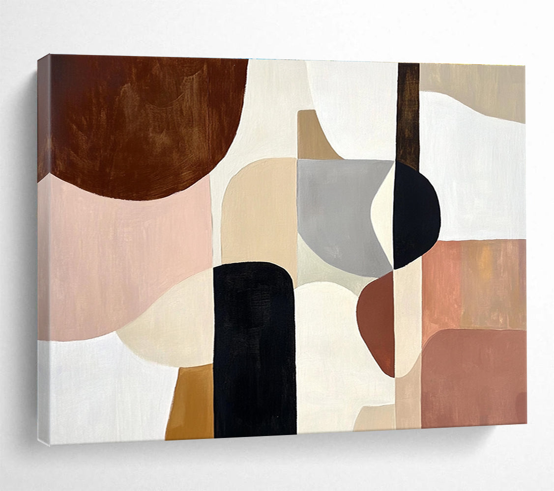 Earth - Toned Geometric Abstract Painting with Warm, Balanced Compositions ABS510