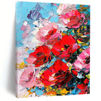 Red and Pink Flower Cluster Abstract Painting with Bold Colors GAB0046