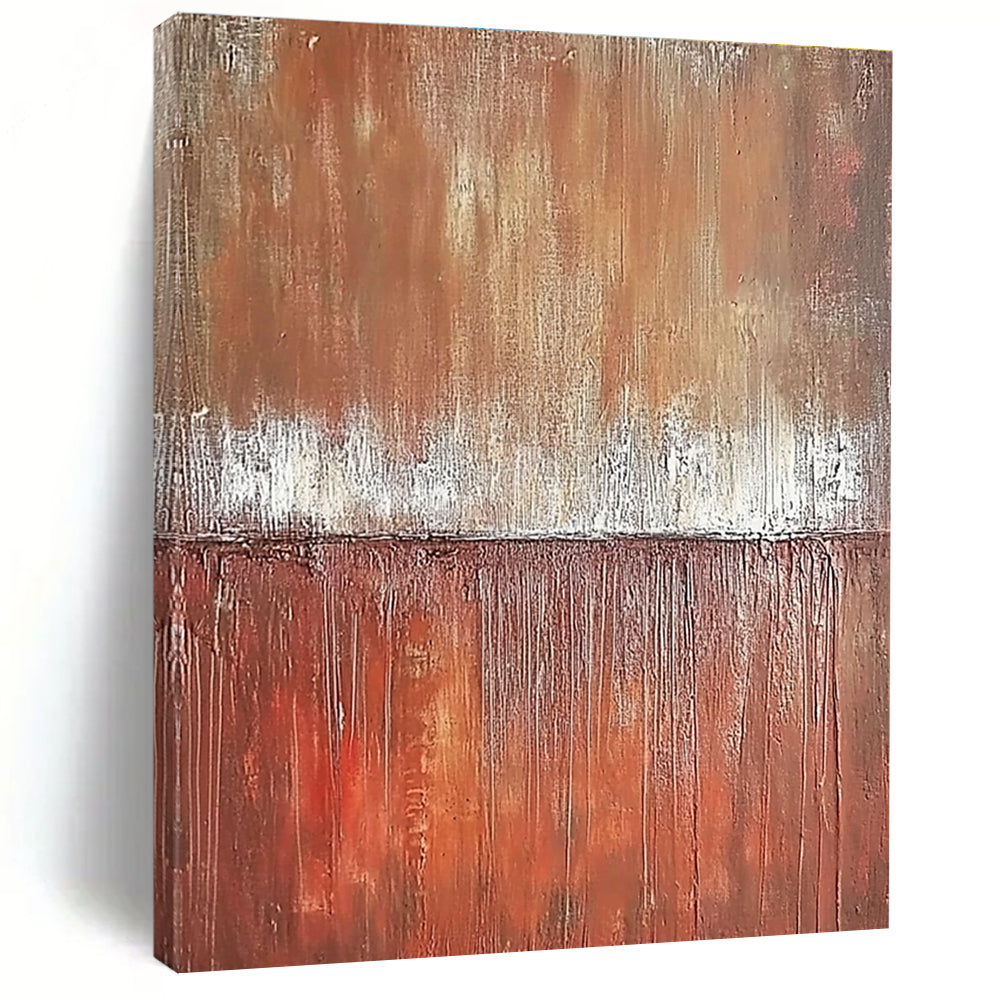 Brown and White Textured Divide Abstract Painting with Earthy Warmth WINK029