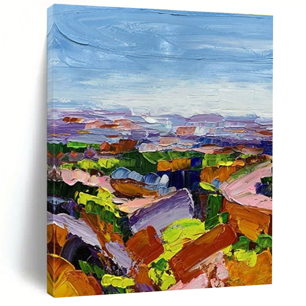 Vivid Colorful Landscape Impasto Painting for Nature - Inspired Spaces HENG276