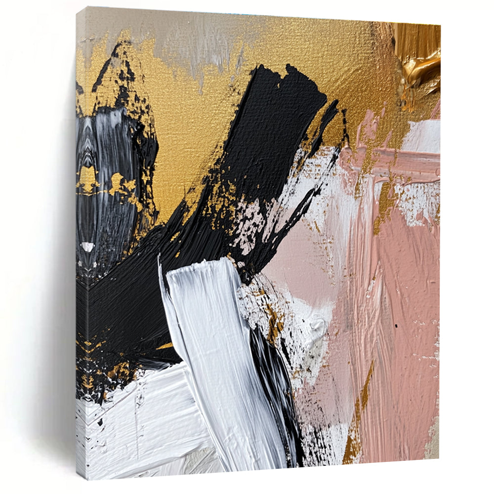 Gold Accented Abstract Strokes Abstract Painting with Luxurious Flair WINK056