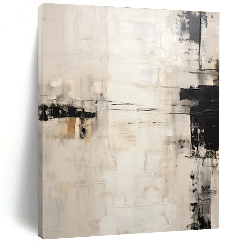Black - White - Beige Abstract Painting for Minimalist Home Interiors HENG131