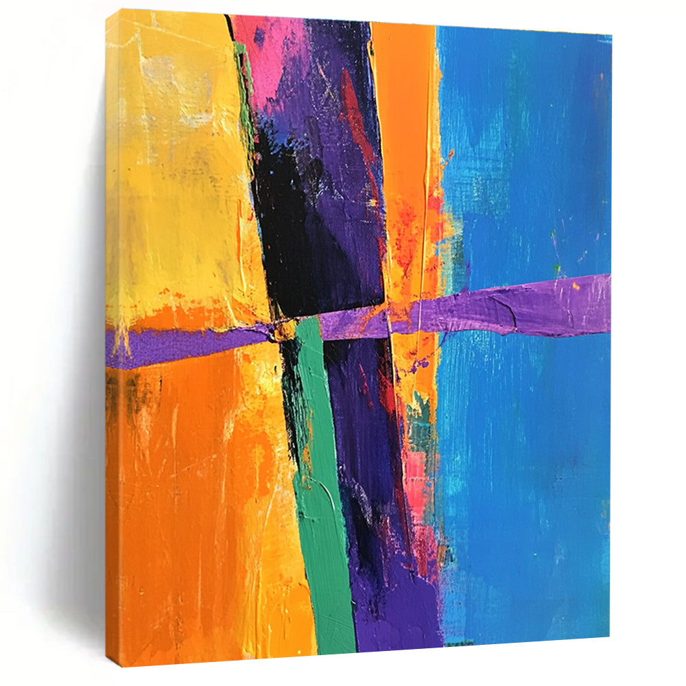 Colorful Abstract Cross Painting with Bold Geometry WINK406