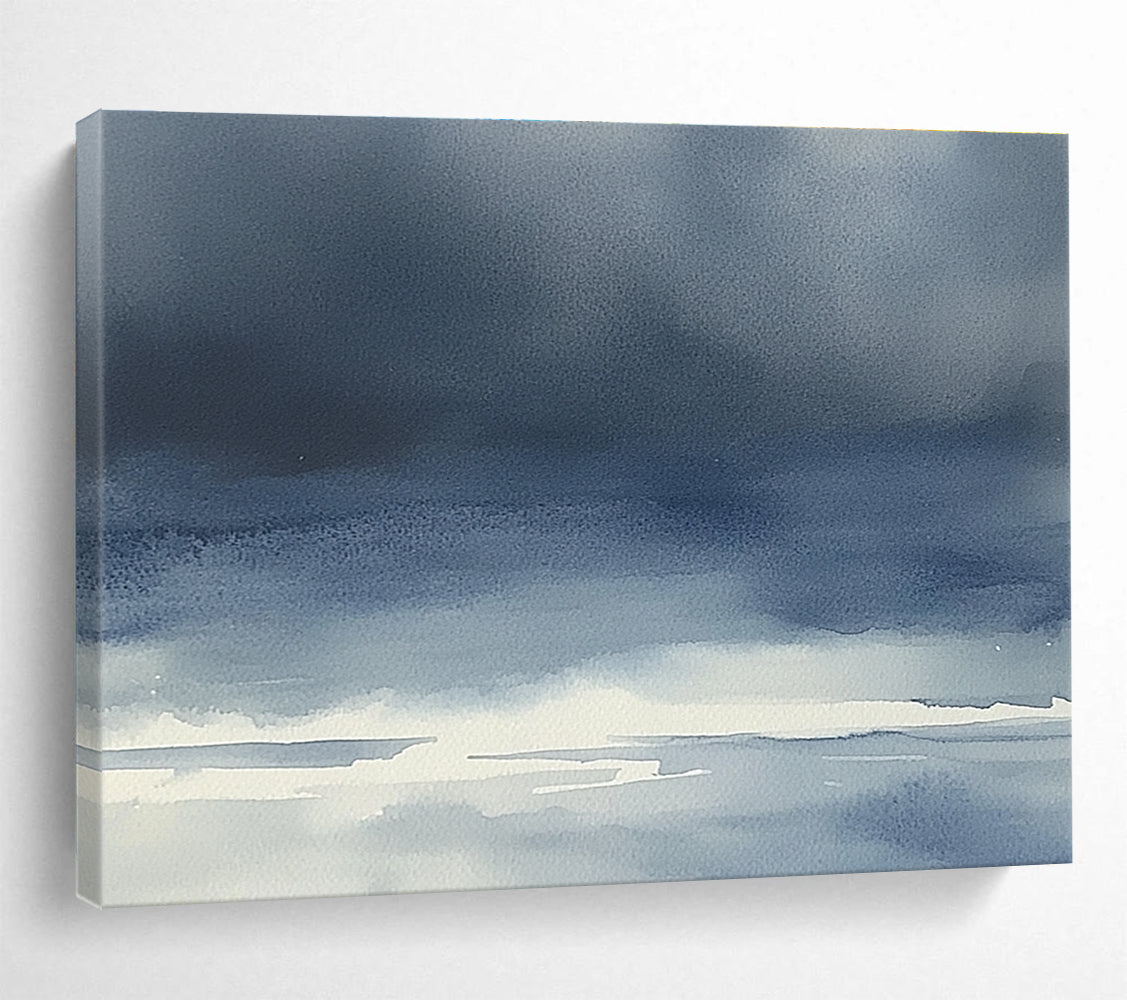 Blue Gradient Seaside Abstract Painting with Subtle Drama ABS614