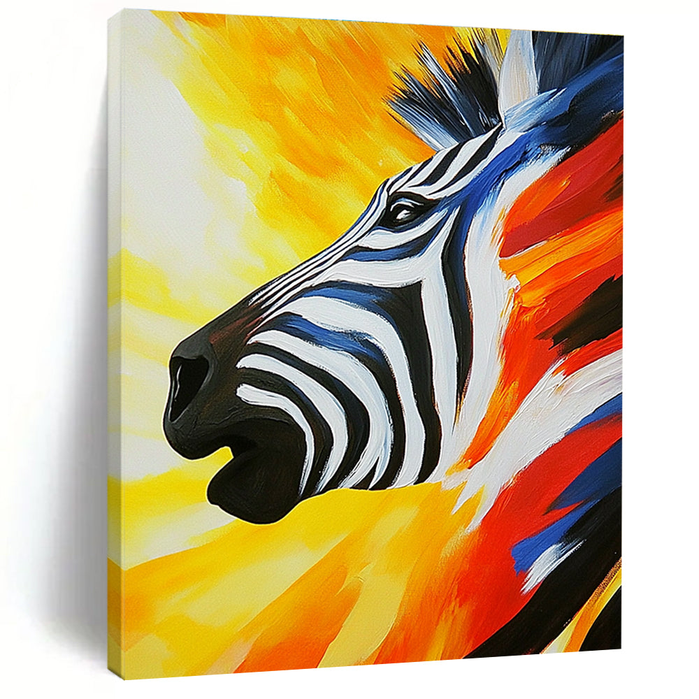 Colorful Zebra Portrait Abstract Painting of Vibrant Wildlife GAB0087
