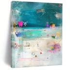 Beach Collage Art Playful Maritime Abstract Painting GAB0242
