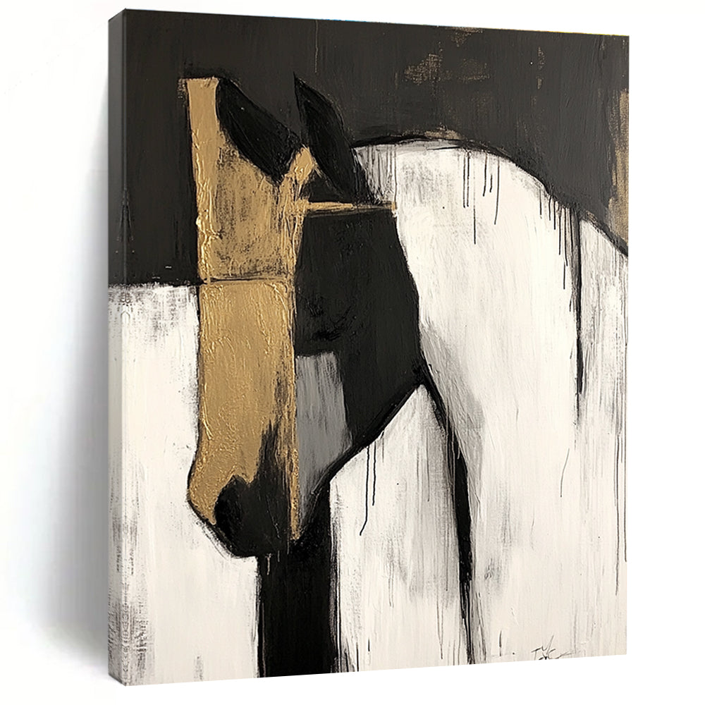 Abstract Horse Portrait Painting with Gold Accents WINK610
