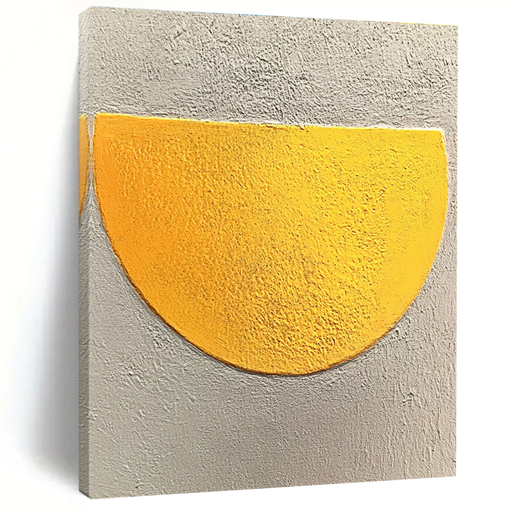 Yellow Semi - circle Bold Abstract Painting for Vibrant Interiors GAB1504