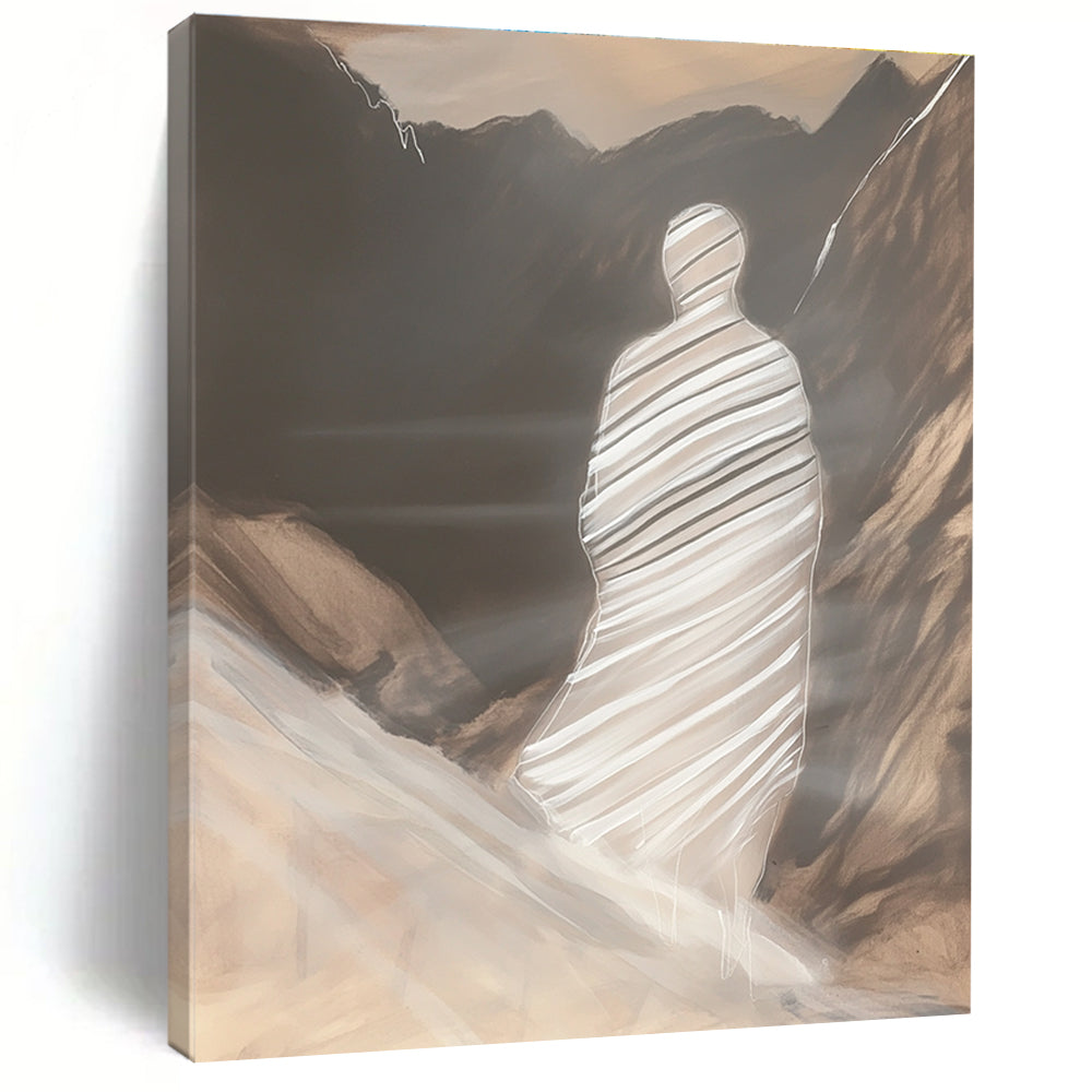 Figure in Mountainous Landscape - Mysterious Figurative Abstract Art GAB0427