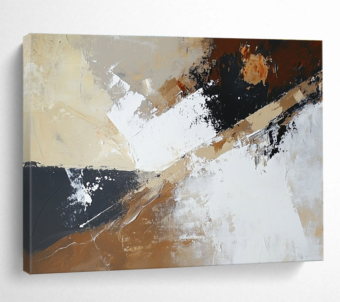 Neutral Tone Abstract Angles Painting with Subtle, Sophisticated Dynamics ABS486