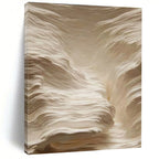Textured Beige Waves Abstract Painting for Spa Reception Areas HENG023